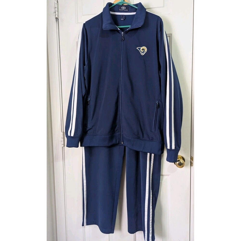 NFL Los Angeles Rams Sweat Jacket & Sweatpants Jogger Mens Large Navy White Logo